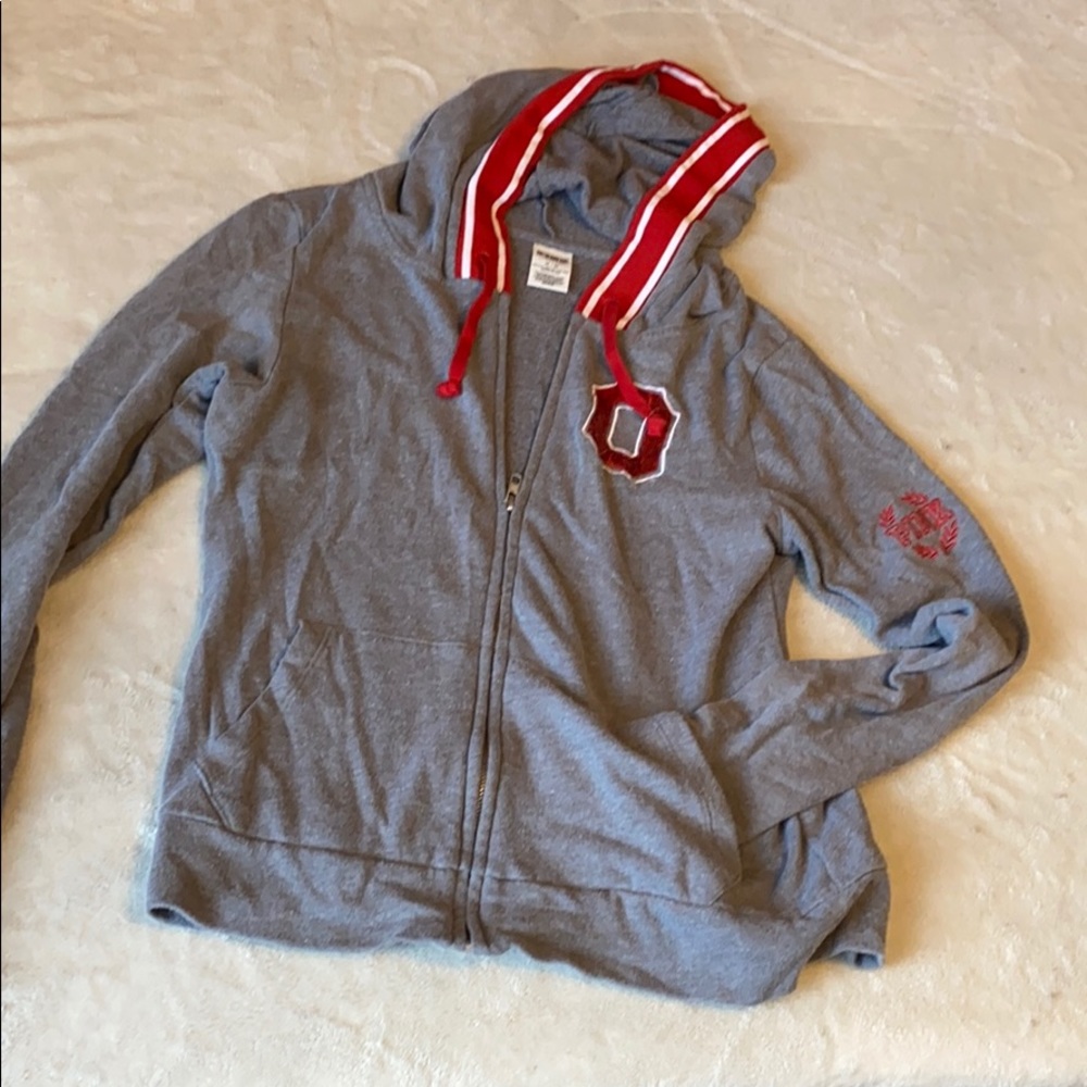 PINK grey and red hoodie
